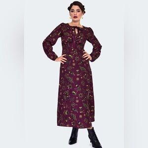 Voodoo Vixen 💛  Maroon 💜 Celestial 🔮Long Sleeve Midi Dress 🌒